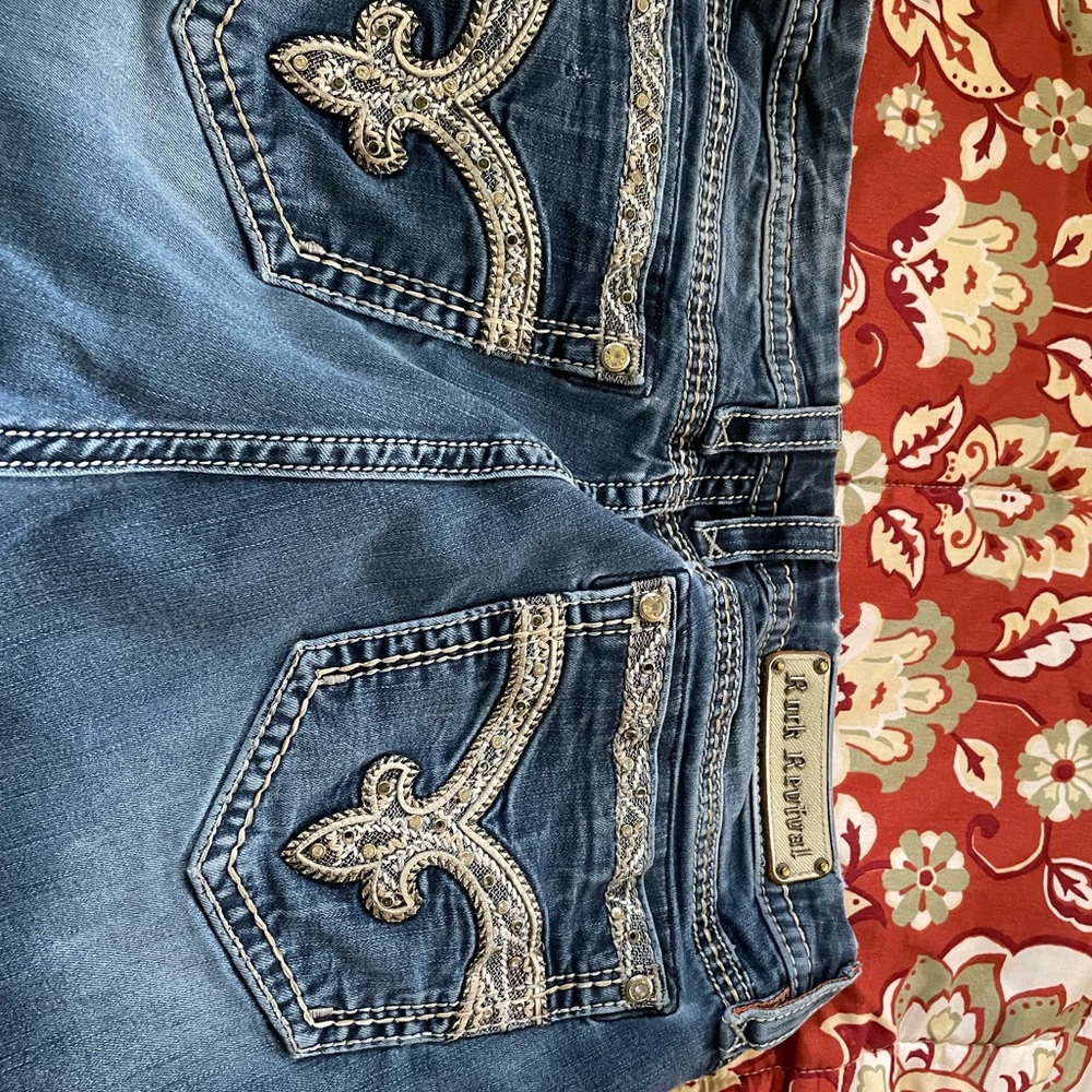 Rock jeans. Please notice the discoloration on the back leg.